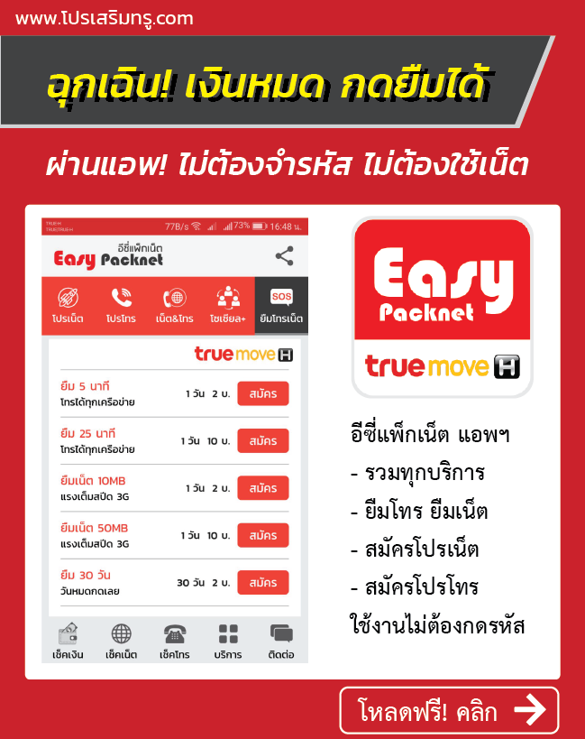 True Easy Packnet ยืมเงินทรู - โปรเสริมทรู.Com